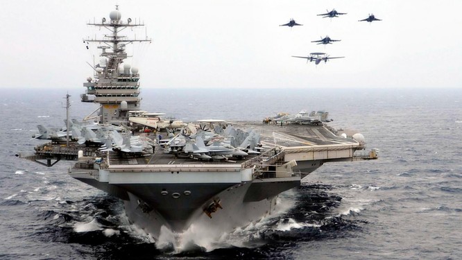 Trung Quốc càng hung hăng leo thang, Mỹ sẽ càng can thiệp mạnh hơn vào Biển Đông. Ảnh: Cụm tác chiến tàu sân bay Mỹ
