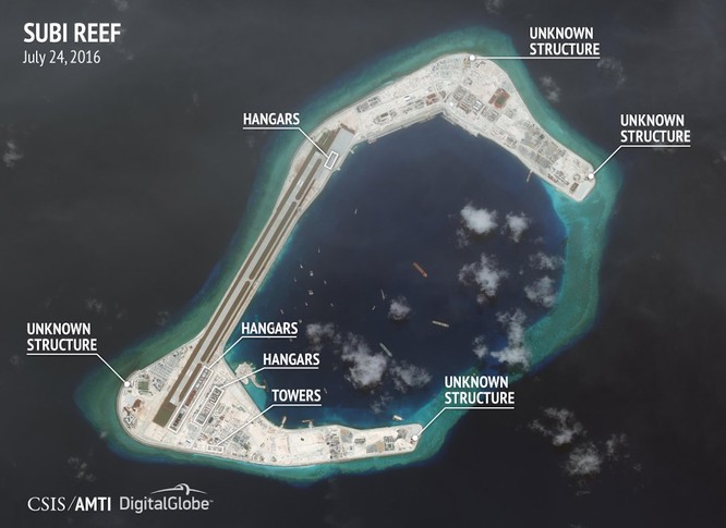 Cận cảnh Đá Subi bị Trung Quốc bồi lấp, xây đảo nhân tạo trái phép với đường băng và các công trình quân sự ở quần đảo Trường Sa