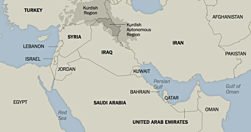 Bản đồ khu vực Trung Đông. Đồ hoạ: NewYorkTimes