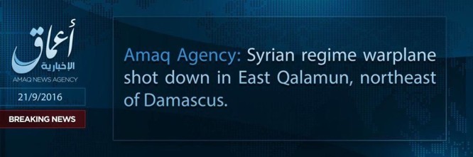 IS lại bắn rơi máy bay của Không quân Syria ở ngoại vi Damascus ảnh 1
