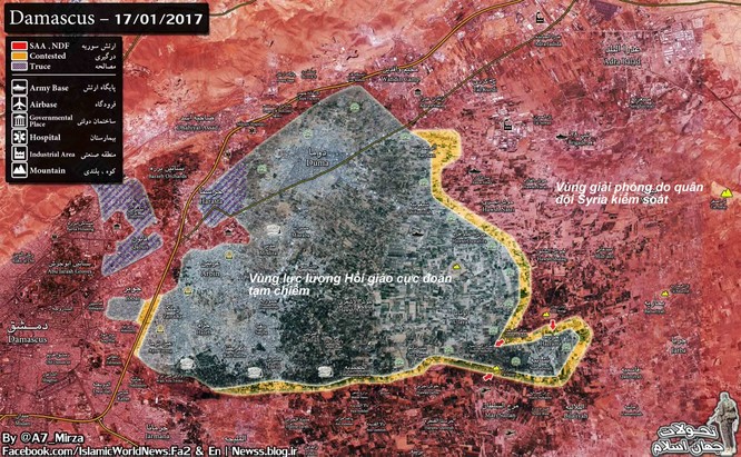 Chiến sự Syria: Quân Assad sắp đè bẹp phiến quân 2 thị trấn ngoại vi Damascus ảnh 1