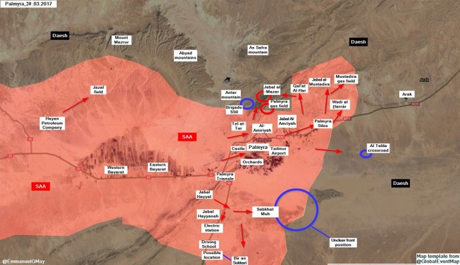 Chiến sự Palmyra: Trực thăng Nga càn quét, yểm trợ quân đội Syria diệt IS (video) ảnh 1