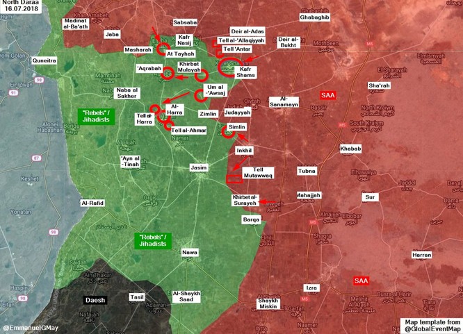  Quân tinh nhuệ Syria ồ ạt đánh chiếm hàng chục cứ địa thánh chiến ở tây Daraa ảnh 2
