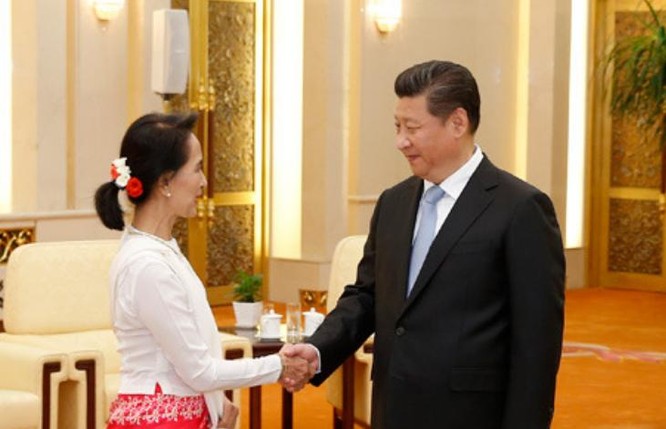 Tháng 8/2016, bà Aung san Suu kyi thăm Trung Quốc. Ảnh: Chinanews