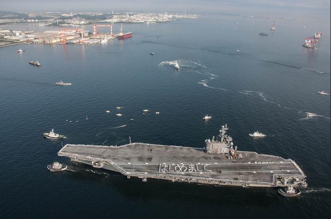 Tàu sân bay động cơ hạt nhân USS Ronald Reagan Hải quân Mỹ triển khai ở Yokosuka, Nhật Bản (ảnh tư liệu)
