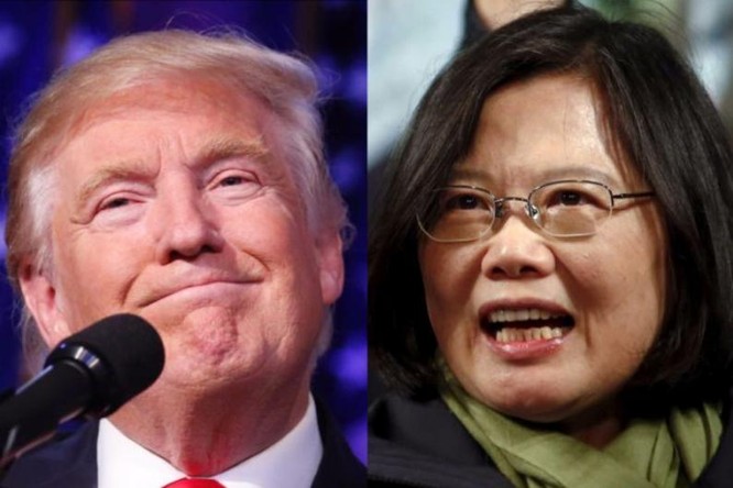 Tổng thống đắc cử Mỹ Donald Trump và nhà lãnh đạo Đài Loan Thái Anh Văn. Ảnh: guancha