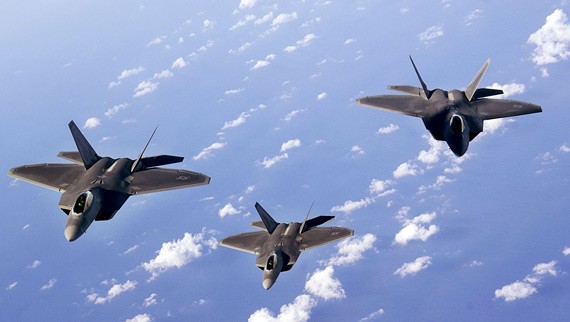 Biên đội máy bay chiến đấu tàng hình F-22 Raptor Mỹ (ảnh tư liệu)