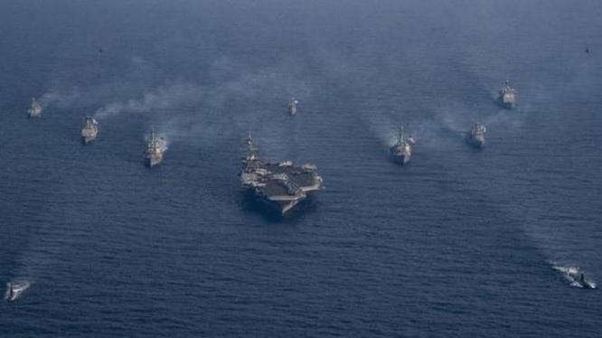 Biên đội tàu sân bay trong cuộc tập trận chung Mỹ - Hàn. Ảnh: QQ