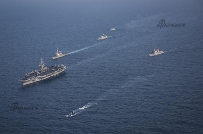 Hai hạm đội tàu sân bay Mỹ tập trung ở xung quanh Triều Tiên. Ảnh: Sina