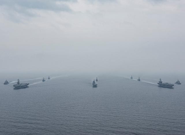 Từ ngày 1 - 3/6/2017, Mỹ và Nhật Bản tiến hành tập trận chung ở biển Nhật Bản. Ảnh: Guancha