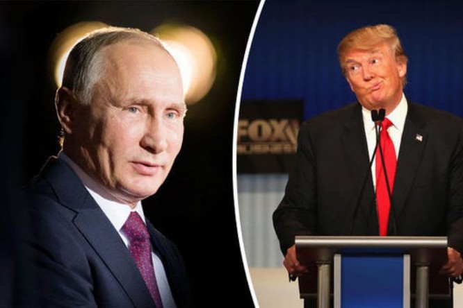 Tổng thống Nga Vladimir Putin và Tổng thống Mỹ Donald Trump. Ảnh: Daily Express.