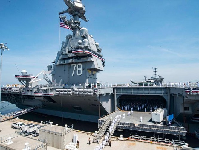Tàu sân bay động cơ hạt nhân thế hệ mới USS Gerald Ford Mỹ. Ảnh: Guancha.