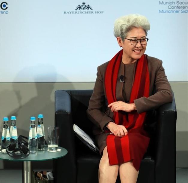 Bà Phó Oánh, chủ tịch ủy ban đối ngoại Nhân đại Trung Quốc tại Hội nghị an ninh Munich. Ảnh: Xinhuanet.