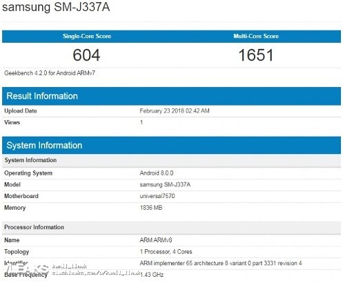 Samsung Galaxy J3 và J3 Pro 2018 lộ diện trên GeekBench - Ảnh 1