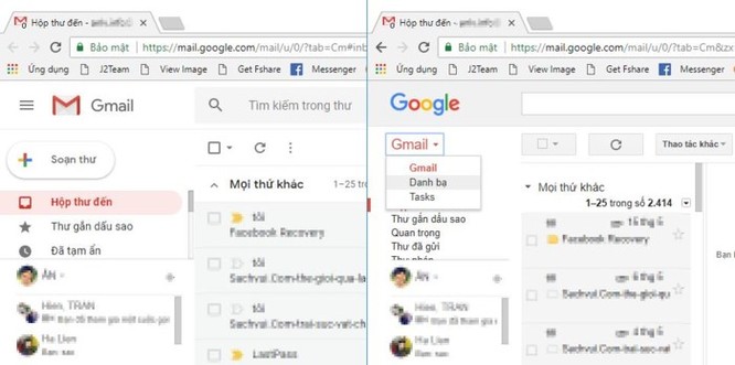 Cách truy cập trang Danh bạ trên giao diện Gmail mới ảnh 1