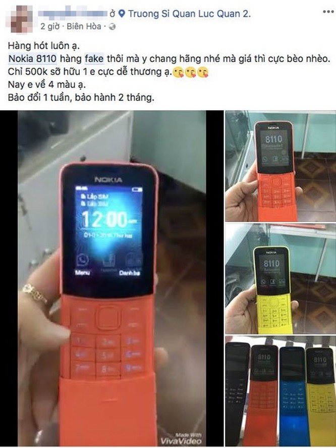 Nokia 8110 4G hàng giả tại Việt Nam, rẻ hơn nhiều, có thêm màu cam ảnh 1