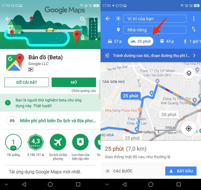 Cách tìm đường đi bằng xe máy trên Google Maps ảnh 2
