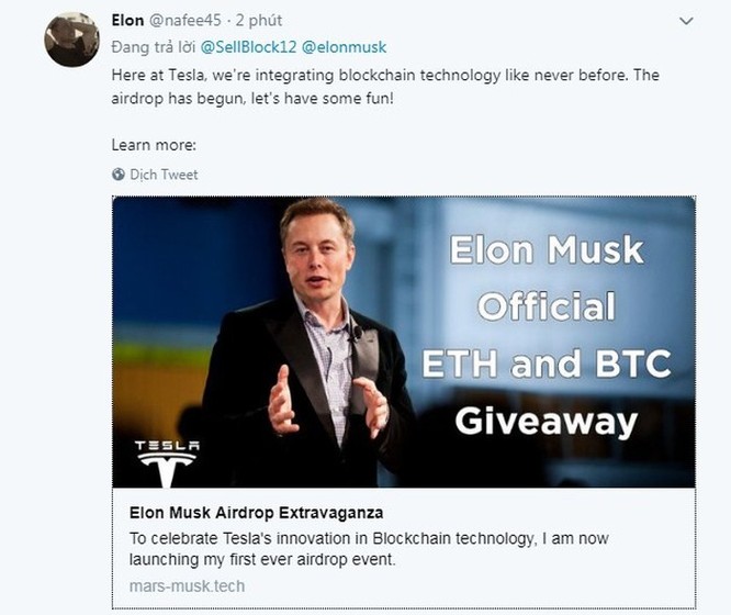 Mạo danh Elon Musk để lừa tặng Bitcoin, Tesla Model 3 ảnh 1
