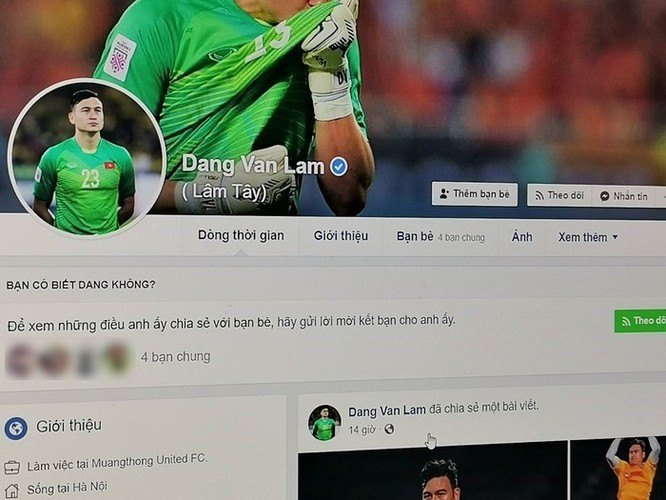 Facebook Đặng Văn Lâm bị chiếm quyền, lộ thông tin nhạy cảm ảnh 1