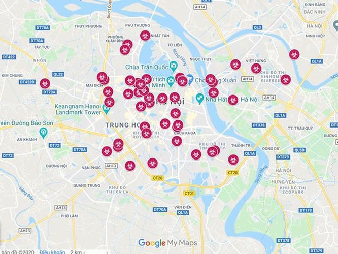Bản đồ dịch COVID-19 tại Hà Nội trên Google Maps gây hoang mang ảnh 1