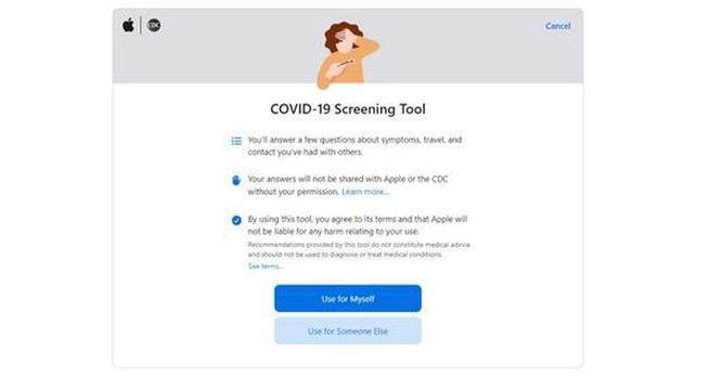 Apple ra mắt trang web, ứng dụng giúp sàng lọc ca nhiễm COVID-19 ảnh 1