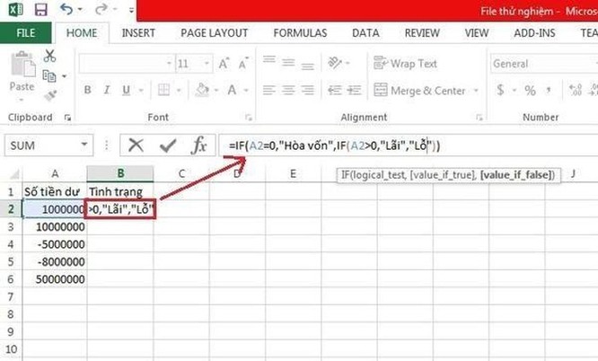 Hướng dẫn sử dụng hàm IF trong Excel ảnh 3