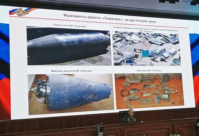Bộ Tổng tham mưu Nga cho thấy mảnh vỡ của tên lửa hành trình ở Syria