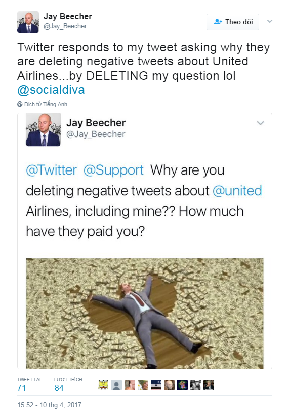 Twitter bị tố xóa nội dung chỉ trích United Airlines ảnh 1