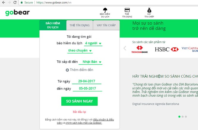 Dùng thử dịch vụ so sánh bảo hiểm du lịch quốc tế trên GoBear Việt Nam ảnh 2