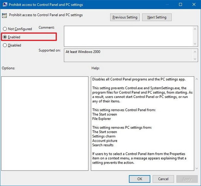 Cách chặn truy cập Settings và Control Panel trên Windows 10 ảnh 3
