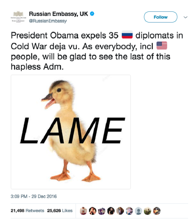 Chết cười với những lần chính phủ Nga “troll” Mỹ và Anh trên Twitter ảnh 1