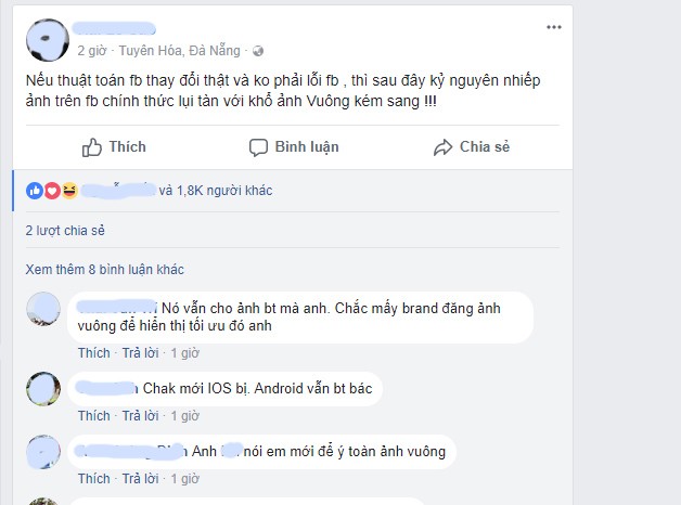 Người dùng Việt Nam thất vọng khi ảnh đăng Facebook biến thành hình vuông ảnh 1