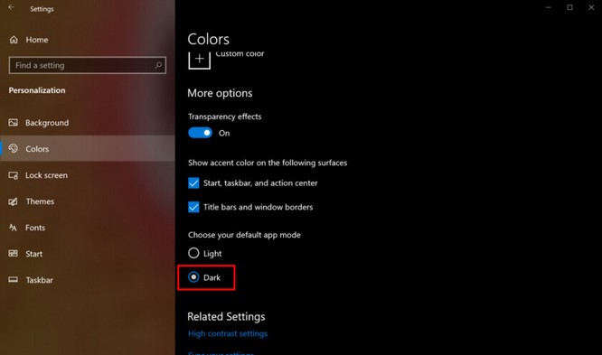 Cách bật chế độ tối cho đỡ hại mắt trong Windows 10, Microsoft Edge và Office ảnh 2