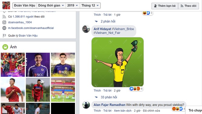 Người hâm mộ Indonesia tấn công trang facebook Đoàn Văn Hậu ngay sau trận đấu ảnh 2