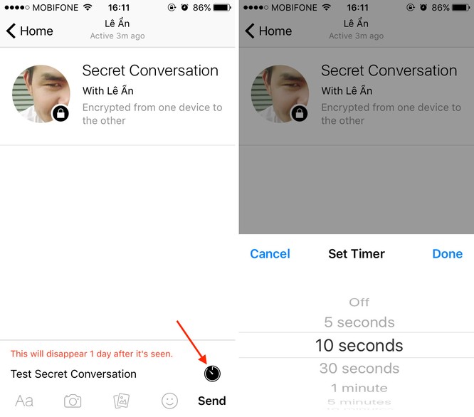 Cách gửi tin nhắn bí mật, tự huỷ trên Facebook Messenger ảnh 3