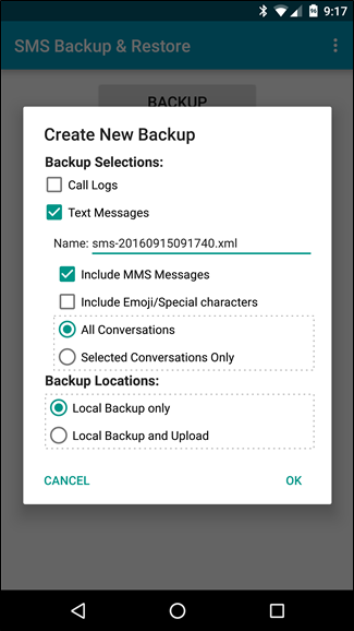 Backup tin nhắn SMS vào email, Dropbox, Google Drive ảnh 3