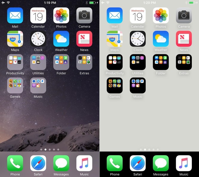 Mẹo đổi màu nền thư mục và thanh Dock trên iOS sang màu đen ảnh 2