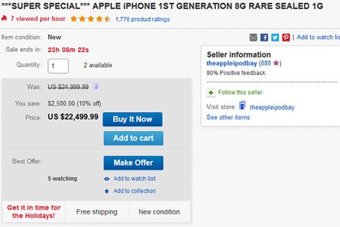 Giá bán chiếc iPhone 2G nguyên seal đang ở mức rất cao- (ẢNH: PHONEARENA).