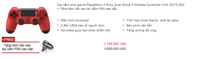 Giá một chiếc DualShock 4 rơi vào khoảng 1 triệu đồng