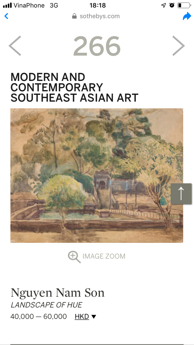 Bức “Phong cảnh Huế trên trang Sotheby’s 