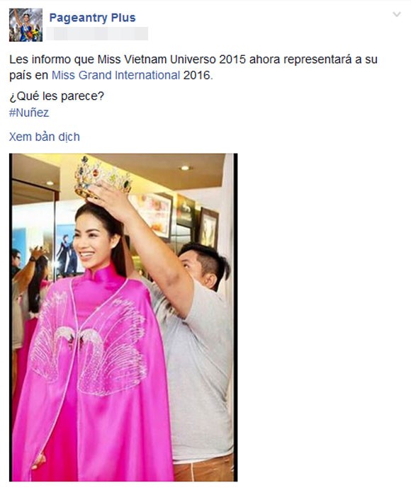 Nghi vấn Phạm Hương tiếp tục thi Hoa hậu Hòa bình Quốc tế 2016 ảnh 1
