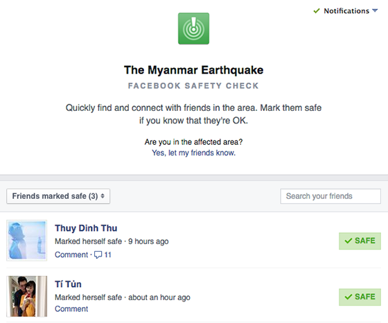Nhiều người Việt bật Safety Check sau trận động đất tại Myanmar ảnh 1