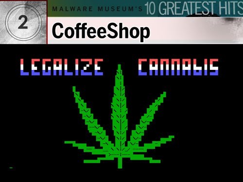 9. CoffeeShop: Phát hiện lần đầu năm 1992 và được cho là có gốc từ Thụy Điển, con virus này ít tiếng tăm trên DOS, chỉ chèn vào dòng văn bản 