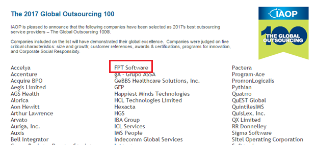 FPT Software tiếp tục lọt top 100 nhà cung cấp dịch vụ outsourcing toàn cầu ảnh 1
