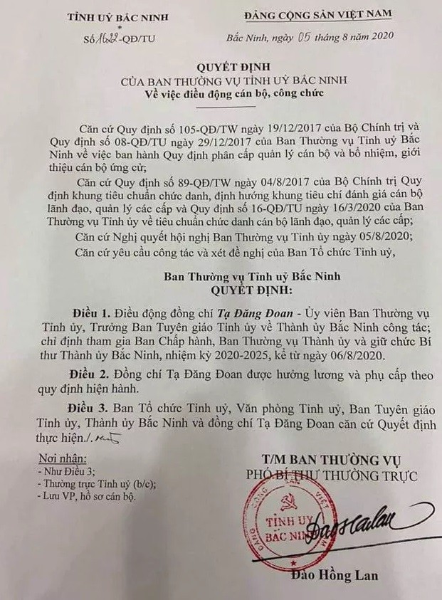 Người thứ ba đảm nhiệm Bí thư Thành ủy Bắc Ninh trong hơn 1 tháng qua là ai? ảnh 1