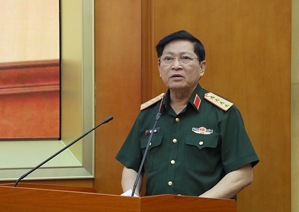Đại tướng Ngô Xuân Lịch phát biểu tại hội nghị.