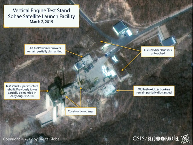 Ảnh chụp vệ tinh mới đây cho thấy Triều Tiên đang nối lại hoạt động tại bãi phóng vệ tinh Sohae (Ảnh: VOA)