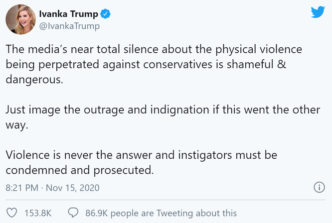 Ivanka Trump tố truyền thông Mỹ “im lặng kỳ lạ” trước các hành vi bạo lực với người phe Cộng hòa ảnh 1