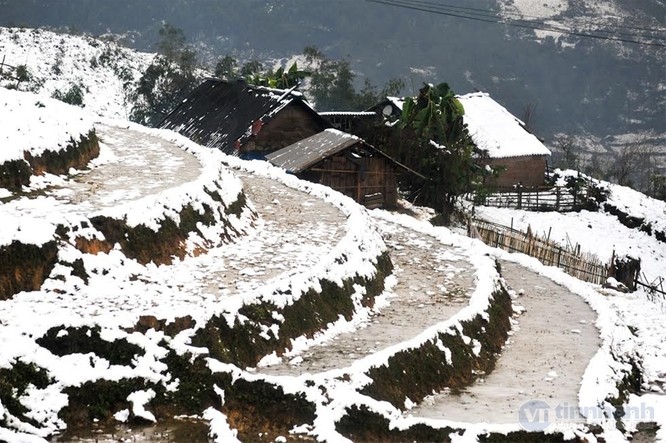 Ngắm tuyết trên những thửa ruộng bậc thang ở “nóc nhà Đông Dương“ ảnh 14