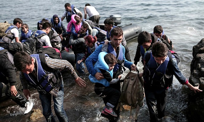Cuộc chiến Syria đã gây ra khủng hoảng tị nạn tại châu Âu. Trong ảnh: người tị nạn Syria tại Hy Lạp.